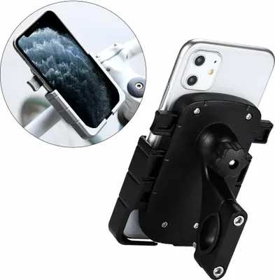 Produktbild von 360 Grad Verstellbarer Halterung Universal Motorrad Fahrrad Handyhalterung für Lenkergriff Smartphone Fahrradhalterung in Schwarz