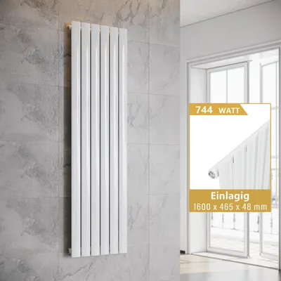 Produktbild von SONNI Vertikal Heizkörper Design Paneelheizkörper Einlagig Weiß 1600×465mm ohne Heizstab