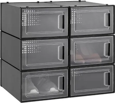 Produktbild von Schuhaufbewahrungsbox 6-teilig schwarz transparent