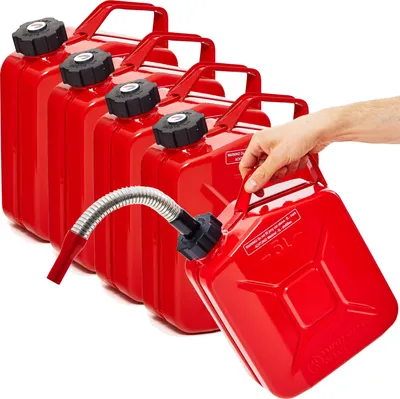 Produktbild von BW® Kraftstoffkanister Metall Benzinkanister 5x 5 Liter mit Schraubverschluss mit Ausgießer - Rot RAL 3000 - UN-Zulassung - Hergestellt in Europa
