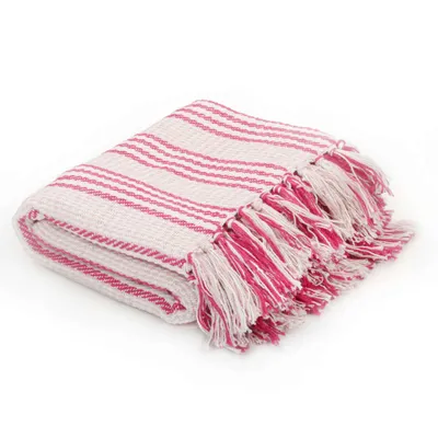 Immagine prodotto di Guaina in cotone a righe 220 x 250 cm rosa e bianca