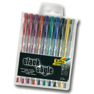 Produktbild von Folia Black Style Gelschreiber, metallic, mehrfarbig, 10-teilig (1 Set)