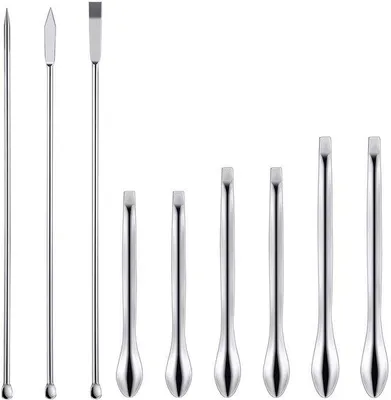 Obrázek produktu pro Sada laboratorních špachtlí – ocelové mikrospachtle – 9 kusů