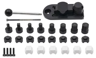 Produktbild von Ringbiegegerät Schmuckherstellung - Ringbiegemaschine - 6 Matrizen 12–22 mm - Für Weichmetall ≤3 mm - 90°/60° Winkel - Schwarz