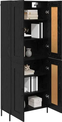 Immagine prodotto di vidaXL Credenza alta, 2 pezzi, nero, effetto rovere, materiale in legno