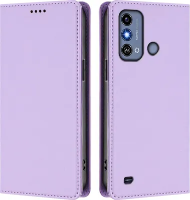 Produktbild von Handyhülle für ZTE Blade A53, Kunstleder Klapphülle Stoßfeste Magnetische Hülle mit Ständer Violett