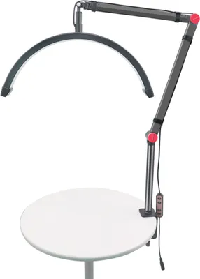Produktbild von Andoer HD-M3X Pro 16-Zoll-Desktop-LED-Videoleuchte, halbmondfoermiges Fuelllicht, 3000 K-6000 K, dimmbar mit C-Klemme, Tischmontage, Metall-Lichtstaender fuer Schoenheitssalon, Make-up, Live-Streaming, Nachttischlampe