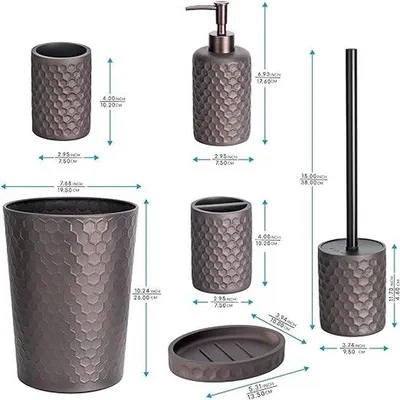 Productafbeelding van Famanu Badkameraccessoires set, 6-delig - Zwart
