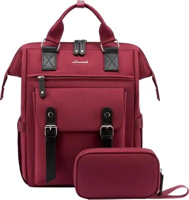 Image de LOVEVOOK Sac à dos pour ordinateur portable Femme 15,6 pouces Imperméable à l'eau Sac d'école rouge