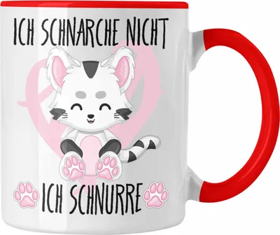 Produktbild von Trendation - Ich Schnarche Nicht Ich Schnurre Tasse Geschenk Frauen Katzenliebhaber Geschenkidee (Rot)