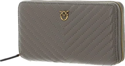 Produktbild von PINKO Geldbörse Ryder Zip Around Sheep Nappa Chevron Noce - Antique Gold taupe