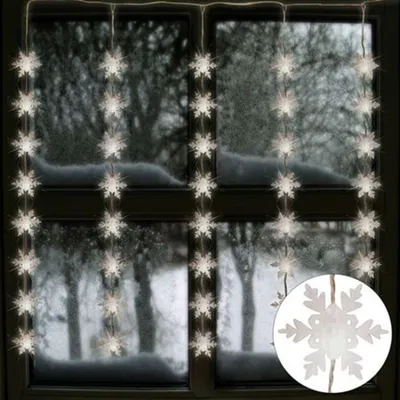 Image de Rideau lumineux LED Flocons de neige 75x85cm Décoration de Noël 40 lumières Décoration de fenêtre