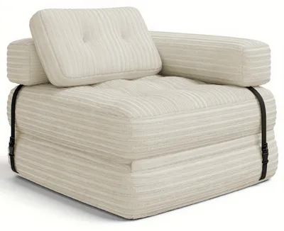 Image de Fauteuil relax 2 en 1 - Fauteuil de relaxation - Fauteuil avec repose-tête - Fauteuil confortable - Fauteuil inclinable - Couleur beige