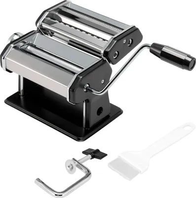 Produktbild von bremermann Nudelmaschine matt schwarz/Edelstahl - für Spaghetti, Pasta und Lasagne (7 Stufen), Pastamaschine, Pastamaker