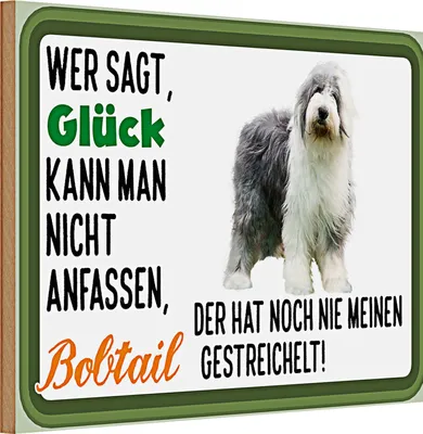 Produktbild von Holzschild Spruch 30x20cm Glück nicht anfassen Bobtail