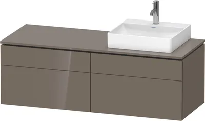 Image de Duravit L-Cube Meuble sous-lavabo en console suspendu, avec plan de toilette en console, 4 tiroirs, vasque à droite, 1420x482x550mm, LC4870R89890000
