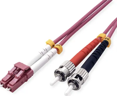 Image de VALEUR Câble de raccordement optique LC-ST 50/125 (multimode), 3mm, duplex, OM4, 1m (21.99.8771)