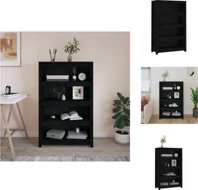 Zdjęcie produktu dla vidaXL Regał czarny 80x35x126 cm lite drewno sosnowe - Regały i półki na książki