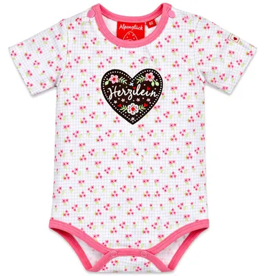 Produktbild von BONDI Baby Kurzarm Body "Herzilein" 86623 | Blumenalloverdruck Größe: 68