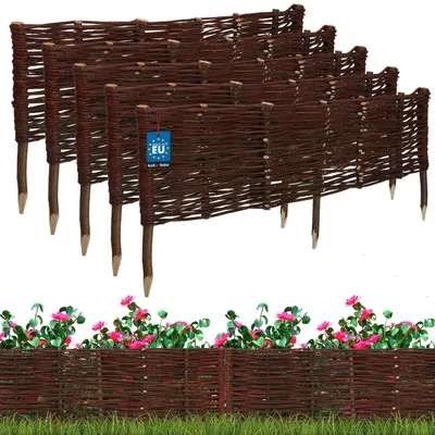 Produktbild von KOTARBAU® Sada 5 vrbových obrub na záhony 100 x 30 cm Zahradní proutěné obruby pro květiny a zeleninu Obruby na trávník