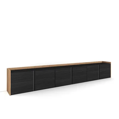 Immagine prodotto di Mobile TV Soggiorno, 309x50x35 cm, Per TV fino a 80", Mobile Soggiorno, Nero e rovere