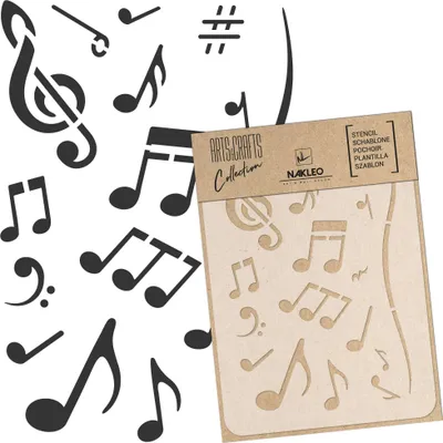 Produktbild von Malschablone für Handwerk A4 21x30cm, Noten Musikalischer Diskant Muster, Wiederverwendbare Kunststoff DIY & Scrapbooking Zeichenschablone