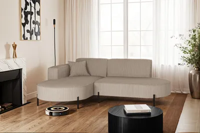 Zdjęcie produktu dla Narożnik, Sofa w kształcie L Modena Rein tkanina Poso Ciemnobeżowy Lewy