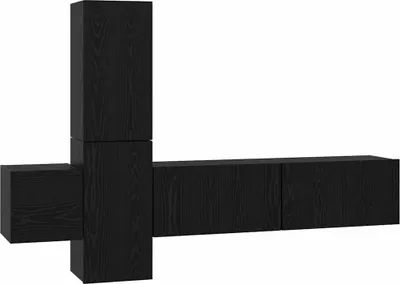 Produktbild von vidaXL TV-Schrankset 5 pcs Schwarz Eichen-Optik Holzwerkstoff