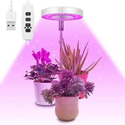 Obrázok produktu pre LED rastlinná lampa s 48 žiarovkami, USB časovačom, nastaviteľná, plné spektrum, teplé svetlo