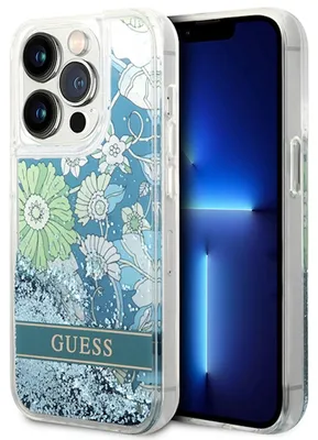 Zdjęcie produktu dla Guess Guhcp14Llflsn Iphone 14 Pro 6,1 Zielony/Green Hardcase Flower Liquid Glitter