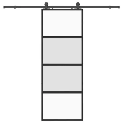 Obrázok produktu pre vidaXL Posuvné dvere s kovaním čierne 76x205 cm tvrdené sklo