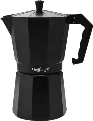 Obrázek produktu pro Cheffinger, espresso konvice 560 ml, 12 šálků, hliníková ergonomická rukojeť, černá