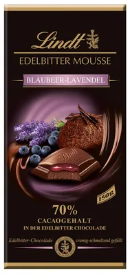 Produktbild von Lindt Edelbitter Mousse Blaubeer-Lavendel Tafel 150g