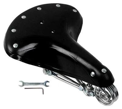 Produktbild von Mountainbike Sattel aus Rindsleder, Vintage Classic mit Federn, schwarz
