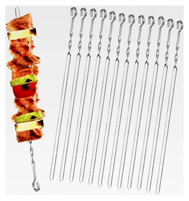 Produktbild von 20 Stück Grillspieße, 37,5 cm lange Edelstahl Spieße für Schaschlik und Grillgerichte