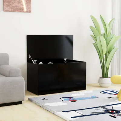 Image de The Living Store Coffre de rangement noir 84x42x46 cm bois composite