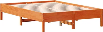 Image de vidaXL Lit en bois massif sans matelas pin brun cireux 120x190 cm