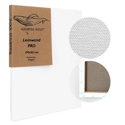 Produktbild von Leinwand 24x30 cm auf Keilrahmen – Baumwoll-Leinwand 300 g/m² – 3-fach mit Gesso grundiert – Künstlerleinwand zum Bemalen für Acryl- und Ölfarben