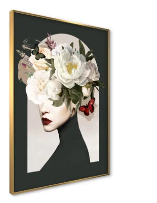Obrázok produktu pre ARTBOX MIA Obraz na stenu, 50 x 70 cm – Rámovaný umelecký výtlačok s portrétom ženy a kvetinami