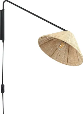 Zdjęcie produktu dla BELIANI Lampa ścienna naturalna rattanowa 33 cm abażur stożek salon sypialnia boho rustykalna