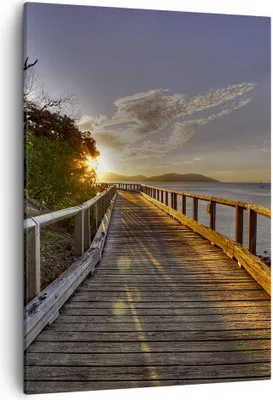 Produktbild von Bild auf Leinwand - Leinwandbild - Einteilig - Fußgängerbrücke Himmel Wasser - 50x70cm - Wand Bild - Wanddeko - Wandbilder - Leinwanddruck - Wanddekoration - Leinwand bilder - Wandbild - PA50x70-0125