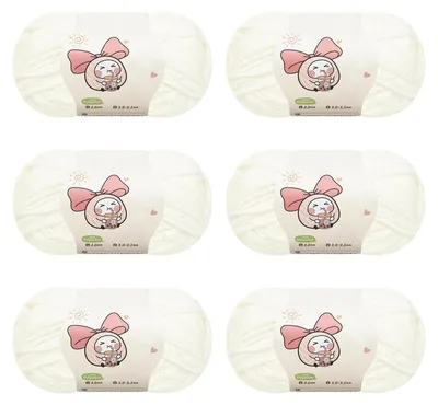 Obrázek produktu pro Měkká příze na pletení a háčkování, krémová barva, 6x50g, 100% polyester, tloušťka 2,5 mm