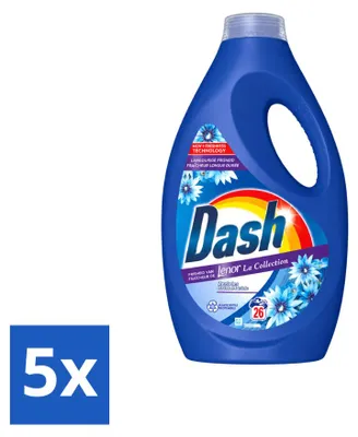 Produktbild von 5 x Dash Flüssigwaschmittel mit Lenor Duft Meeresbrise für Weißes und Buntes - Vorteilspackung - 5 Stücke