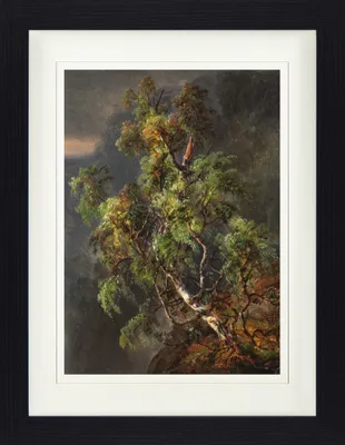 Produktbild von Johan Christian Dahl Gerahmtes Bild Mit Edlem Passepartout | Wand-Bilder | Im Bilderrahmen - Birke Im Sturm, 1849 (40 x 30 cm)