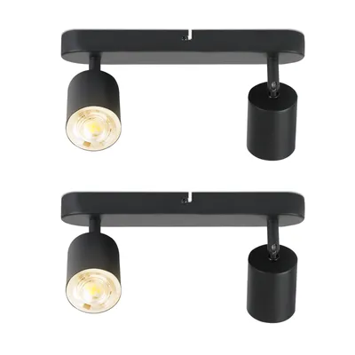 Two black LED ceiling spotlights are shown against a white background.