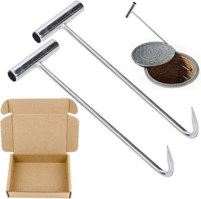 Produktbild von Schwerlast-Transport-Kanaldeckenheber mit Silber-Hochleistungs-Haken in 30 cm Länge