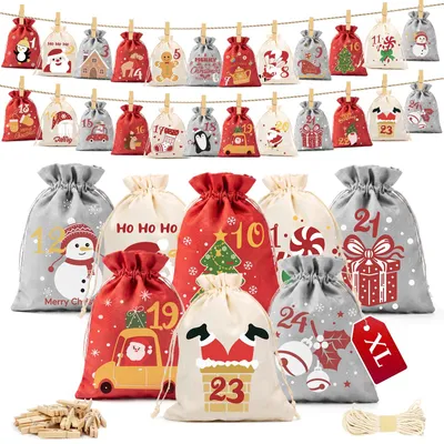 Immagine prodotto di Calendario dell'Avvento grande da riempire, dimensioni 20x15 cm - Set di 24