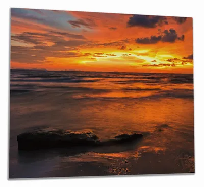 Produktbild von Wallario Herdabdeckplatte aus Glas, Größe 60 x 52 cm 1-teilig, Motiv Glühender Abendhimmel über dem Meer