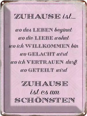 Produktbild von vianmo Blechschild 40x30 cm Zuhause ist es am schönsten Spruch Zitat