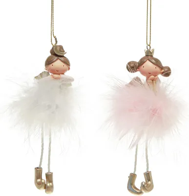 Produktbild von Dekofigur Engel Prinzessin Baumschmuck Weiß Rosa 12cm 2er Set, 2 Stück